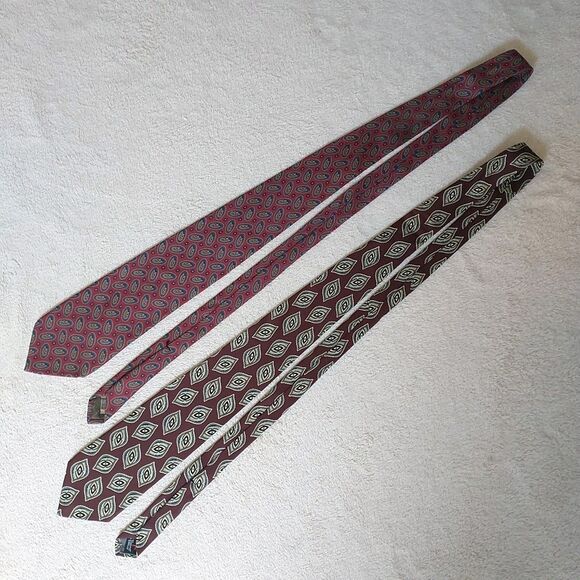 Robert Talbott Carmel Valley Neckties Silk Red Geometric Paisley 57-58" Lot Of 2 - Picture 4 of 8